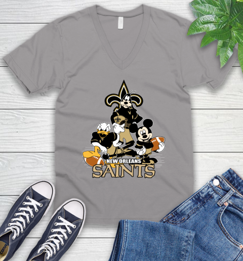 NFL New Orleans Saints Mickey Mouse Donald Duck Goofy Football Shirt V-Neck T-Shirt 3