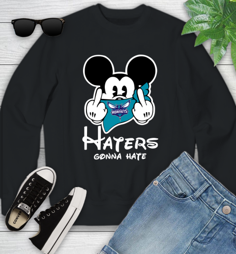 NBA Charlotte Hornets Haters Gonna Hate Mickey Mouse Disney Basketball T Shirt Youth Sweatshirt
