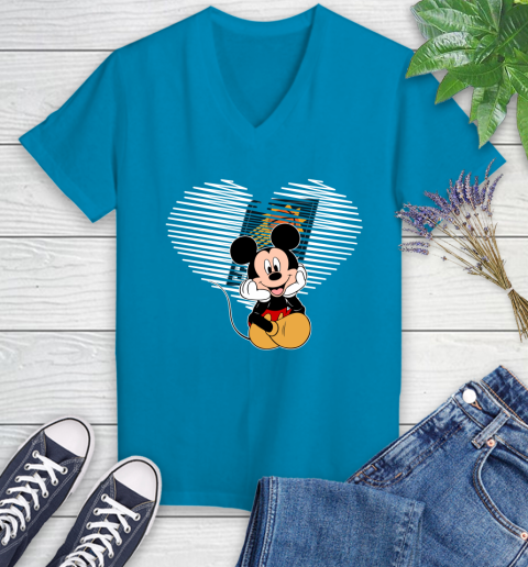 NBA Phoenix Suns The Heart Mickey Mouse Disney Basketball Women's V-Neck T-Shirt 7