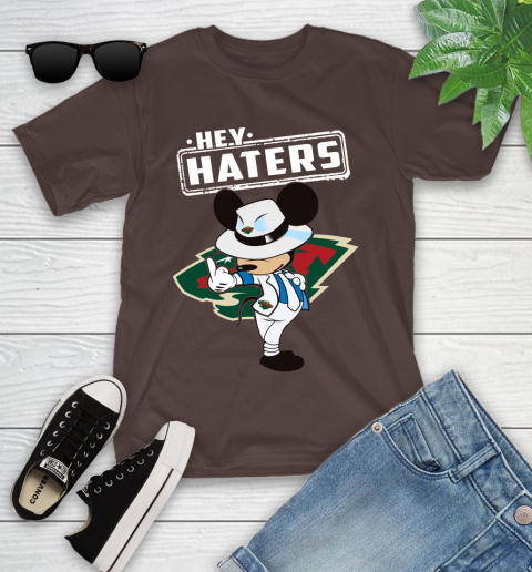 NHL Hey Haters Mickey Hockey Sports Minnesota Wild Youth T-Shirt 7