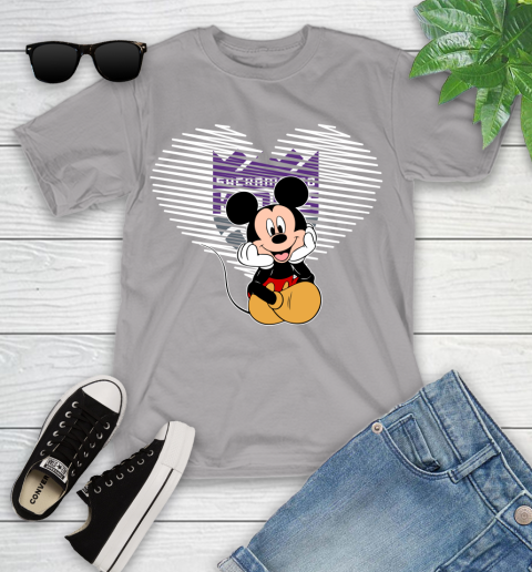 NBA Sacramento Kings The Heart Mickey Mouse Disney Basketball Youth T-Shirt 4