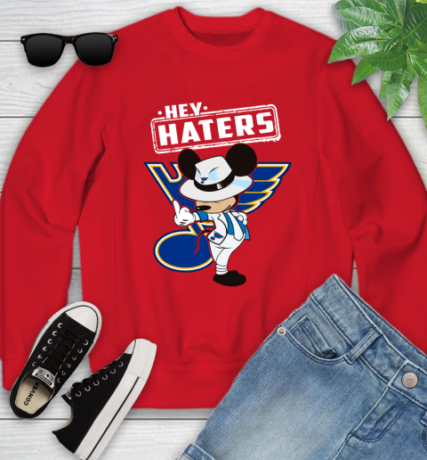 NHL Hey Haters Mickey Hockey Sports St.Louis Blues Youth Sweatshirt 8