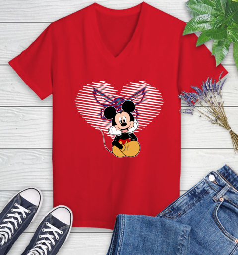 NBA Charlotte Hornets The Heart Mickey Mouse Disney Basketball Women's V-Neck T-Shirt 11