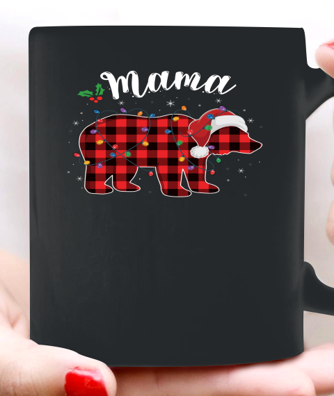 Mama Bear Buffalo Red Plaid Matching Family Christmas Pajama Ceramic Mug 11oz
