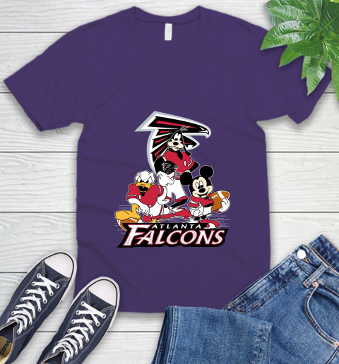 NFL Atlanta Falcons Mickey Mouse Donald Duck Goofy Football Shirt V-Neck T-Shirt 9