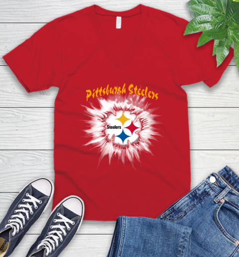 Pittsburgh Steelers NFL Football Adoring Fan Rip Sports V-Neck T-Shirt 6