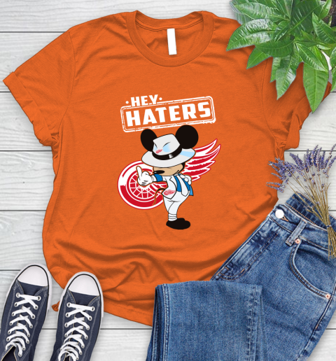 NHL Hey Haters Mickey Hockey Sports Detroit Red Wings Women's T-Shirt 3