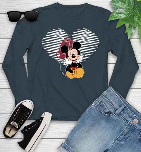 MLB Boston Red Sox The Heart Mickey Mouse Disney Baseball T Shirt_000 Youth Long Sleeve 9