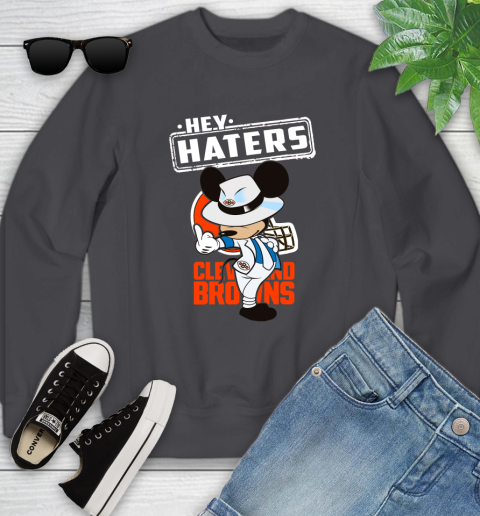 NFL Hey Haters Mickey Football Sports Cleveland Browns Youth Sweatshirt 5