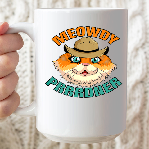 Meowdy Prrrdner Western Cowboy Cat Cute Ceramic Mug 15oz