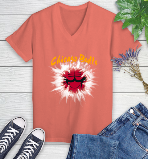 Chicago Bulls NBA Basketball Rip Sports Women's V-Neck T-Shirt 6