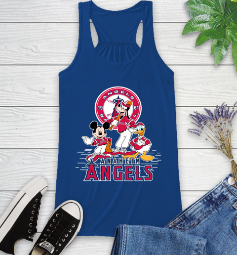 MLB Los Angeles Angels Mickey Mouse Donald Duck Goofy Baseball T Shirt Racerback Tank 8