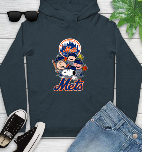 MLB New York Mets Snoopy Charlie Brown Woodstock The Peanuts Movie Baseball T Shirt Youth Hoodie 10