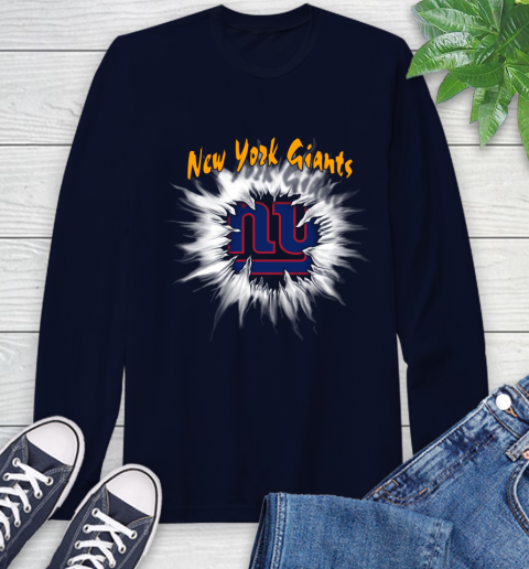New York Giants NFL Football Adoring Fan Rip Sports Long Sleeve T-Shirt 3