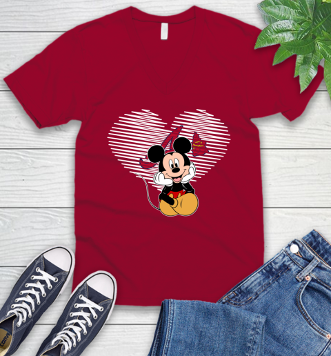 MLB Atlanta Braves The Heart Mickey Mouse Disney Baseball T Shirt_000 V-Neck T-Shirt 7