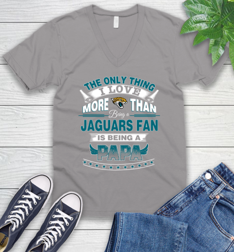 NFL The Only Thing I Love More Than Being A Jacksonville Jaguars Fan Is Being A Papa Football V-Neck T-Shirt 3