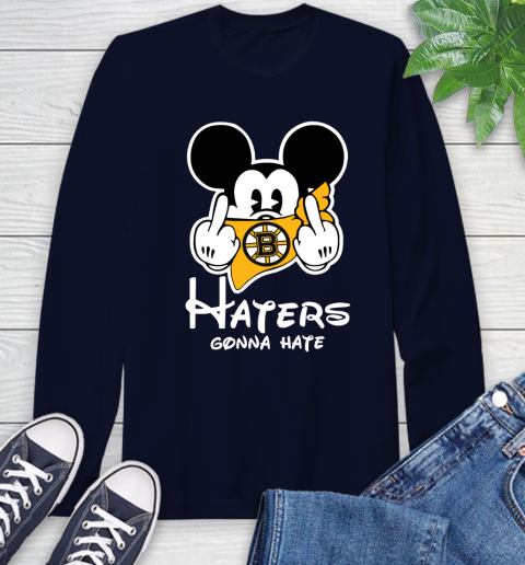 NHL Boston Bruins Haters Gonna Hate Mickey Mouse Disney Hockey T Shirt Long Sleeve T-Shirt 3