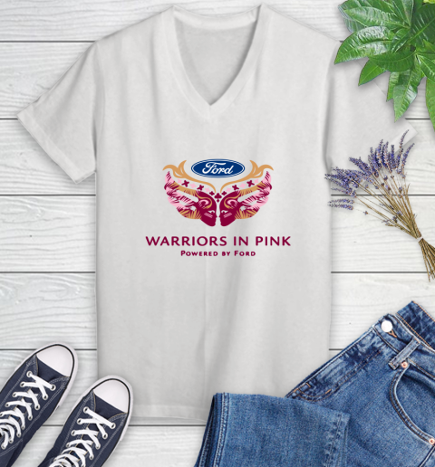 Ford cares warriors in pink Women's V-Neck T-Shirt
