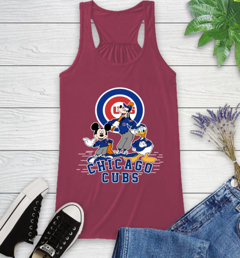 MLB Chicago Cubs Mickey Mouse Donald Duck Goofy Baseball T Shirt Racerback Tank 7