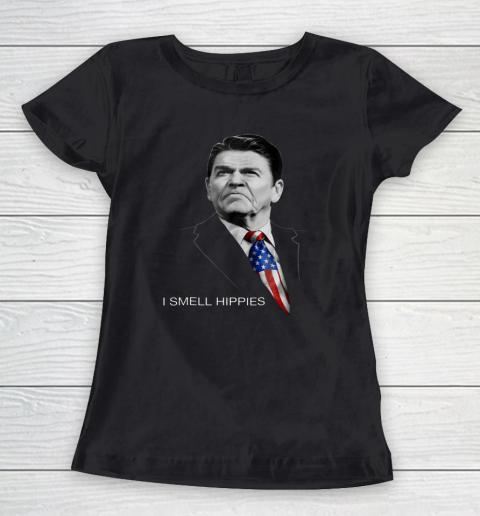 I Smell Hippies Ronald Reagan Conservative Women's T-Shirt