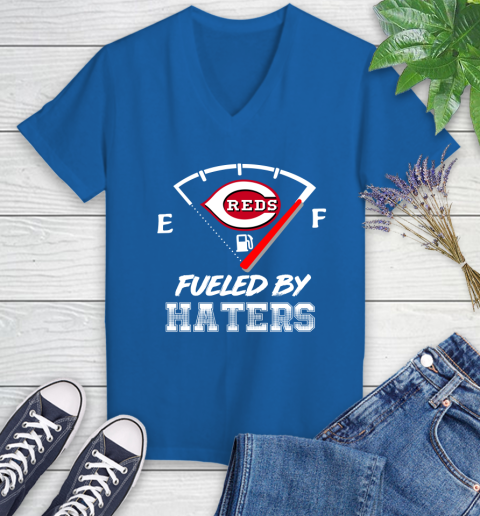 Cincinnati Reds MLB Baseball Fueled By Haters Sports Women's V-Neck T-Shirt 10
