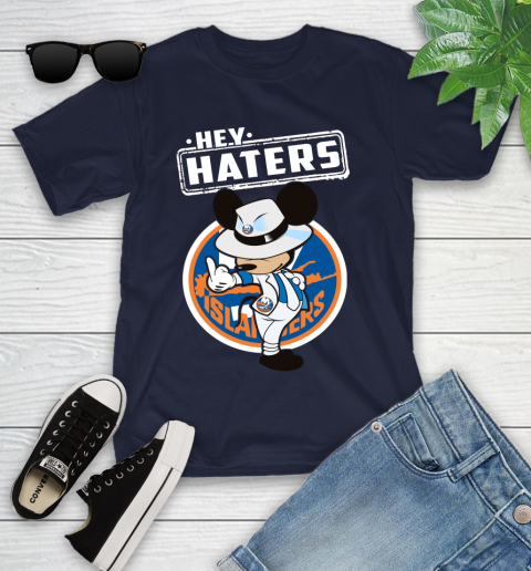 NHL Hey Haters Mickey Hockey Sports New York Islanders Youth T-Shirt 2