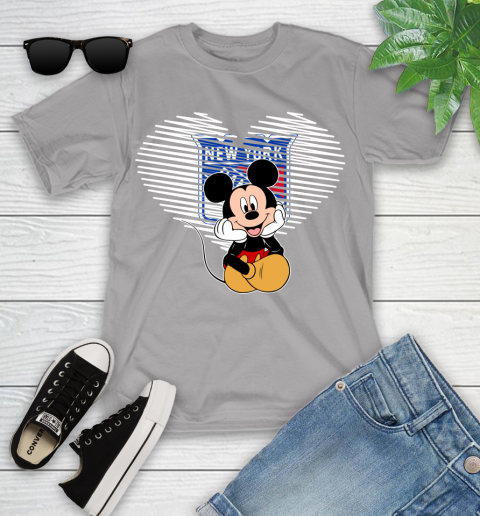 NHL New York Rangers The Heart Mickey Mouse Disney Hockey Youth T-Shirt 4