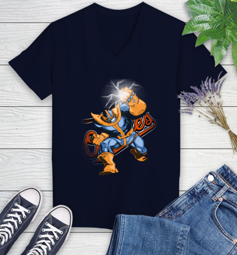 Baltimore Orioles MLB Baseball Thanos Avengers Infinity War Marvel Women's V-Neck T-Shirt 2