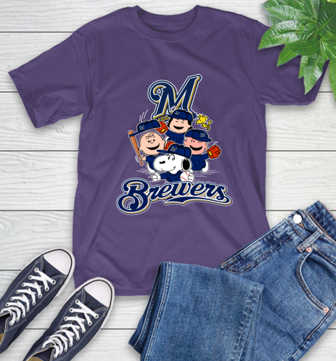 MLB Milwaukee Brewers Snoopy Charlie Brown Woodstock The Peanuts Movie Baseball T Shirt_000 T-Shirt 5