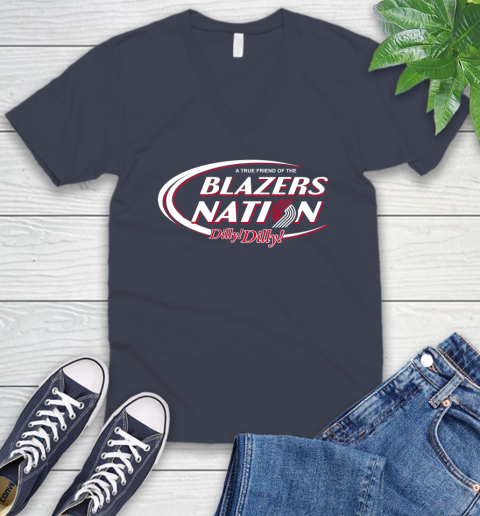 NBA A True Friend Of The Portland Trail Blazers Dilly Dilly Basketball Sports V-Neck T-Shirt 8