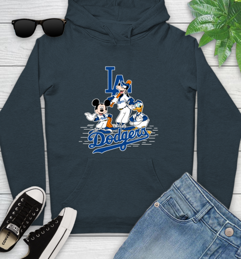 MLB Los Angeles Dodgers Mickey Mouse Donald Duck Goofy Baseball T Shirt Youth Hoodie 10