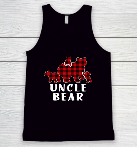 Uncle Bear 3 Cubs Shirt Christmas Mama Bear Plaid Pajama Tank Top
