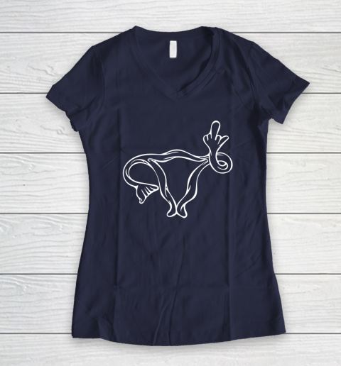 Middle Finger Uterus Women's V-Neck T-Shirt 7