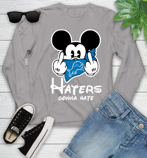 NFL Detroit Lions Haters Gonna Hate Mickey Mouse Disney Football T Shirt Youth Long Sleeve 5