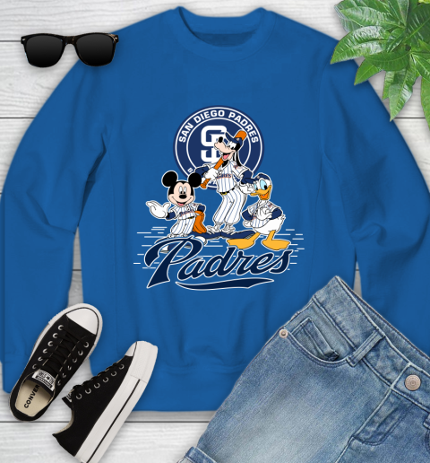 MLB San Diego Padres Mickey Mouse Donald Duck Goofy Baseball T Shirt Youth Sweatshirt 7