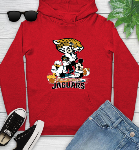 NFL Jacksonville Jaguars Mickey Mouse Donald Duck Goofy Football Shirt Youth Hoodie 12