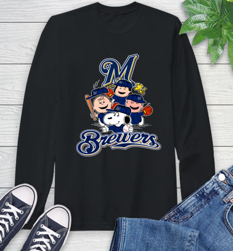 MLB Milwaukee Brewers Snoopy Charlie Brown Woodstock The Peanuts Movie Baseball T Shirt_000 Long Sleeve T-Shirt