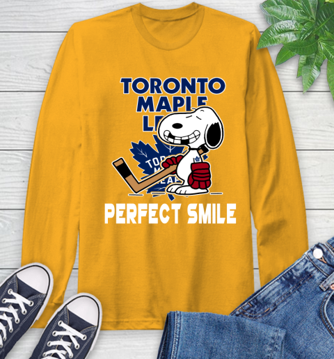 NHL Toronto Maple Leafs Snoopy Perfect Smile The Peanuts Movie Hockey T Shirt Long Sleeve T-Shirt 2