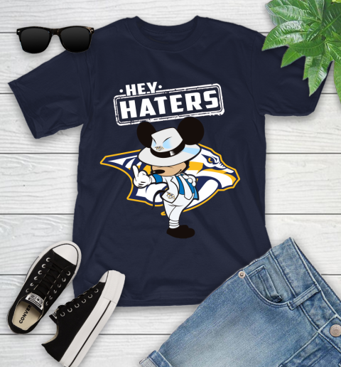 NHL Hey Haters Mickey Hockey Sports Nashville Predators Youth T-Shirt 2