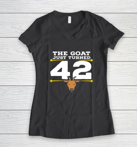 The Goat Just Turned 42 42nd Birthday Goat Women's V-Neck T-Shirt 4