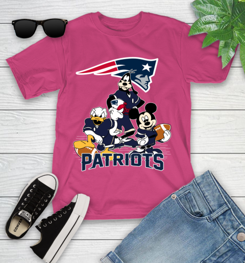 NFL New England Patriots Mickey Mouse Donald Duck Goofy Football Shirt Youth T-Shirt 11