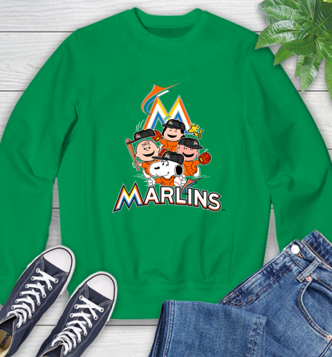 MLB Miami Marlins Snoopy Charlie Brown Woodstock The Peanuts Movie Baseball T Shirt Sweatshirt 7