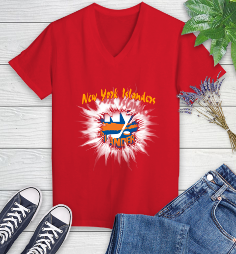 New York Islanders NHL Hockey Adoring Fan Rip Sports Women's V-Neck T-Shirt 11