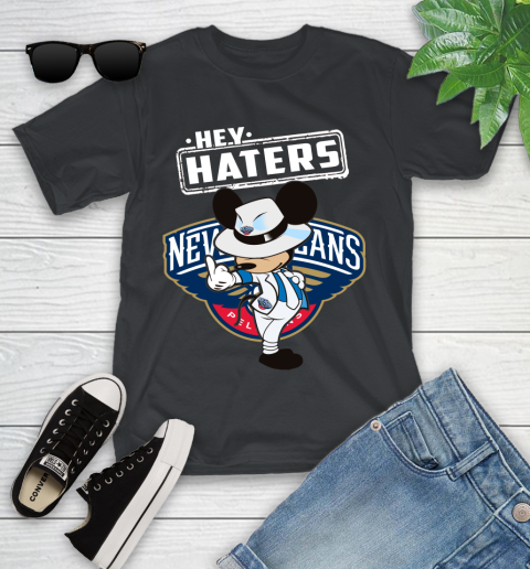 NBA Hey Haters Mickey Basketball Sports New Orleans Pelicans Youth T-Shirt