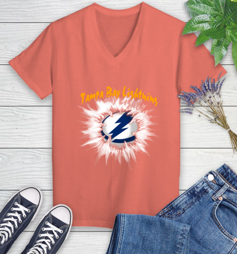 Tampa Bay Lightning NHL Hockey Adoring Fan Rip Sports Women's V-Neck T-Shirt 6