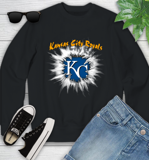 Kansas City Royals MLB Baseball Adoring Fan Rip Sports Youth Sweatshirt