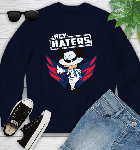 NHL Hey Haters Mickey Hockey Sports Washington Capitals Youth Sweatshirt 2