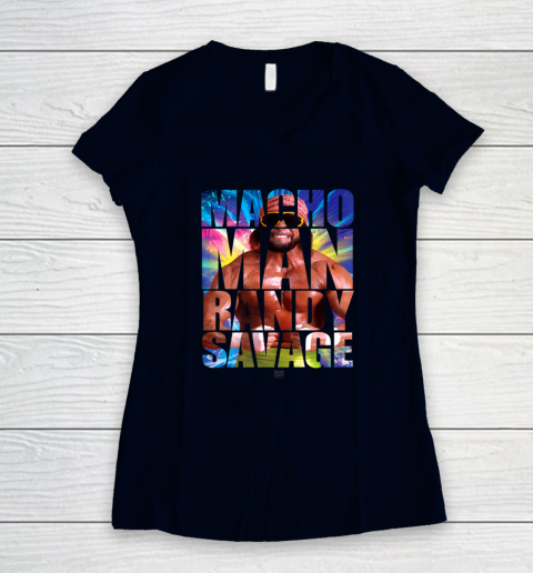 Randy Macho Man Savage WWE Disco Splash Women's V-Neck T-Shirt 9