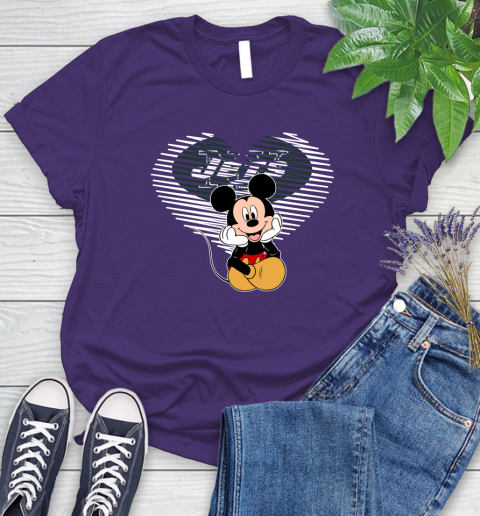 NFL New York Jets The Heart Mickey Mouse Disney Football T Shirt_000 Women's T-Shirt 4