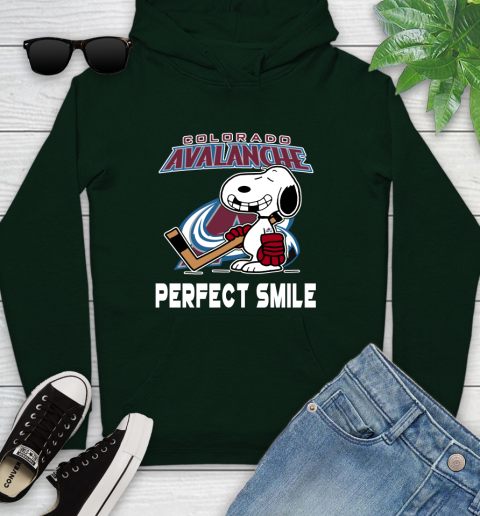 NHL Colorado Avalanche Snoopy Perfect Smile The Peanuts Movie Hockey T Shirt Youth Hoodie 14